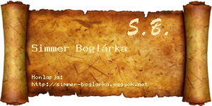 Simmer Boglárka névjegykártya